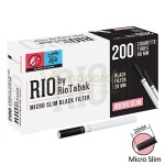 Cutie cu 200 tuburi tigari Rio Micro Slim Black Filter cu lungime filtru de 20 mm